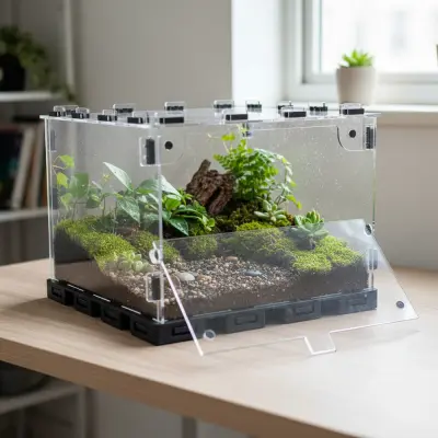 Тераріум ANTMART Black 300х300х200 мм з фронтальними дверцятами і PETG дном